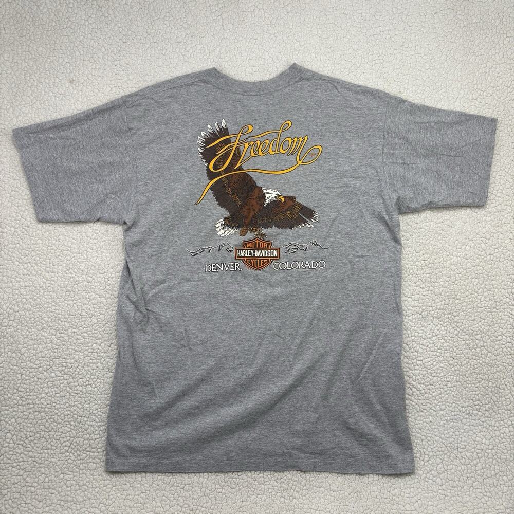 Vtg Harley Davidson Shirt Mens XL 80s 90s Single Stitch Freedom Eagle Denver USA